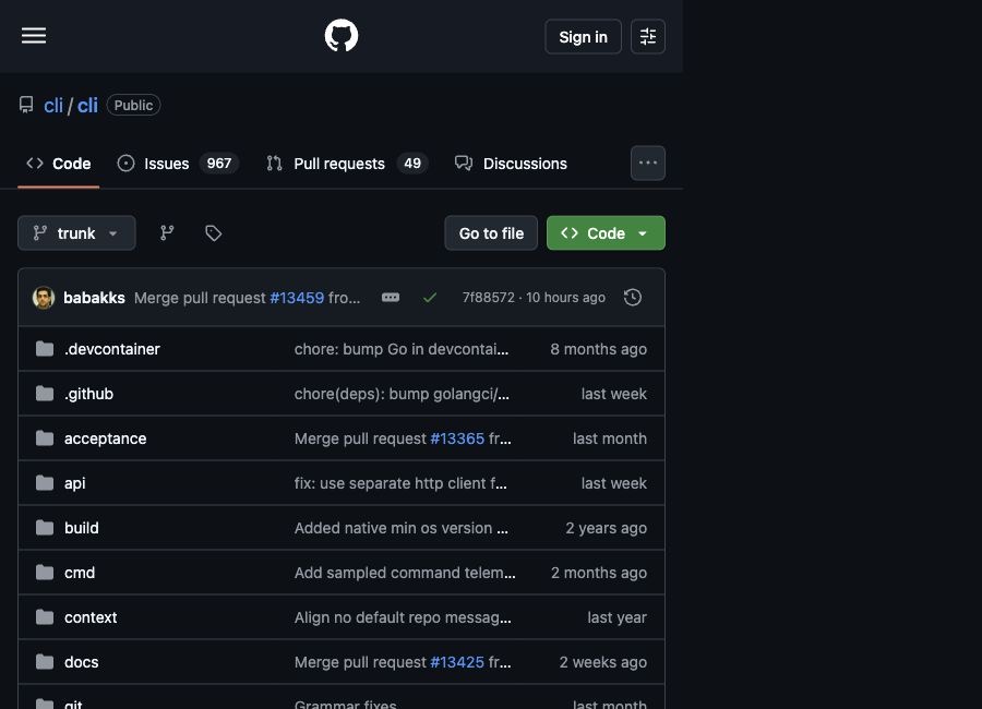 GitHub 仓库首页和文件列表